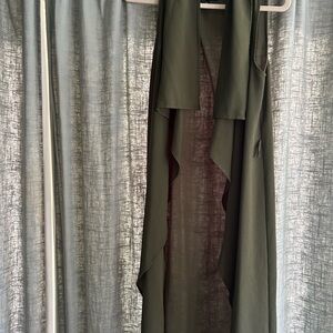 Olive Green Sleeveless Drape Vest